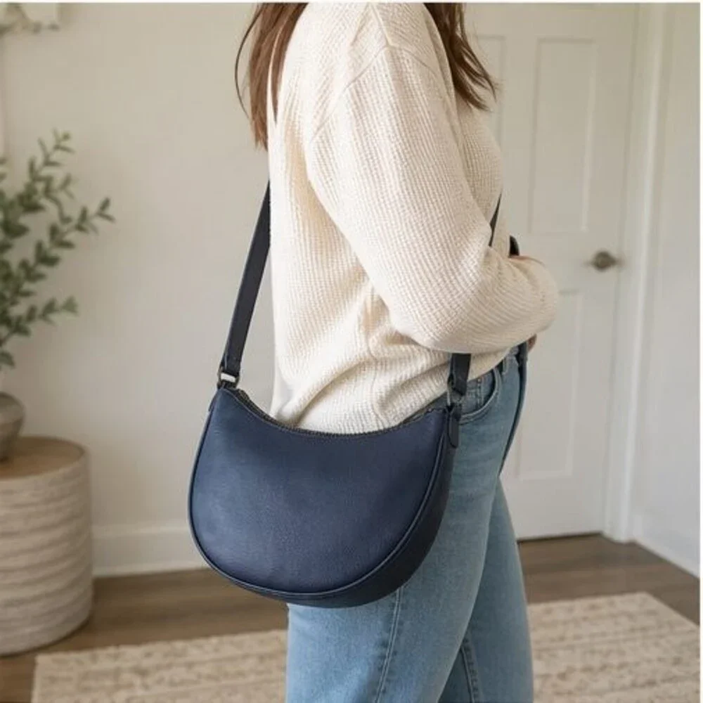 Navy Faux Leather Bag